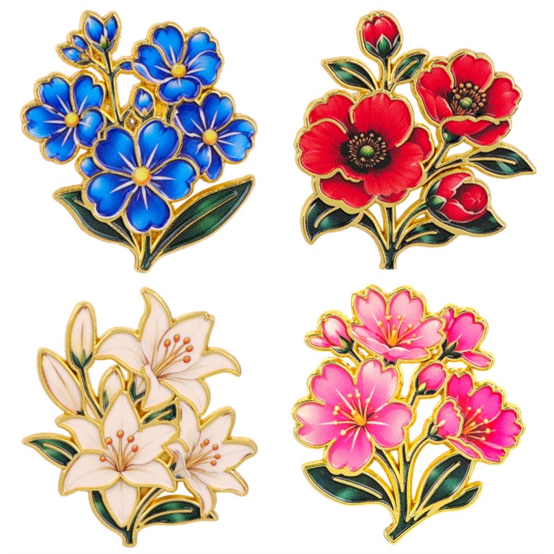 Cosplay Prop Bag - Cute Vintage Colorful Floral Enamel Pin
