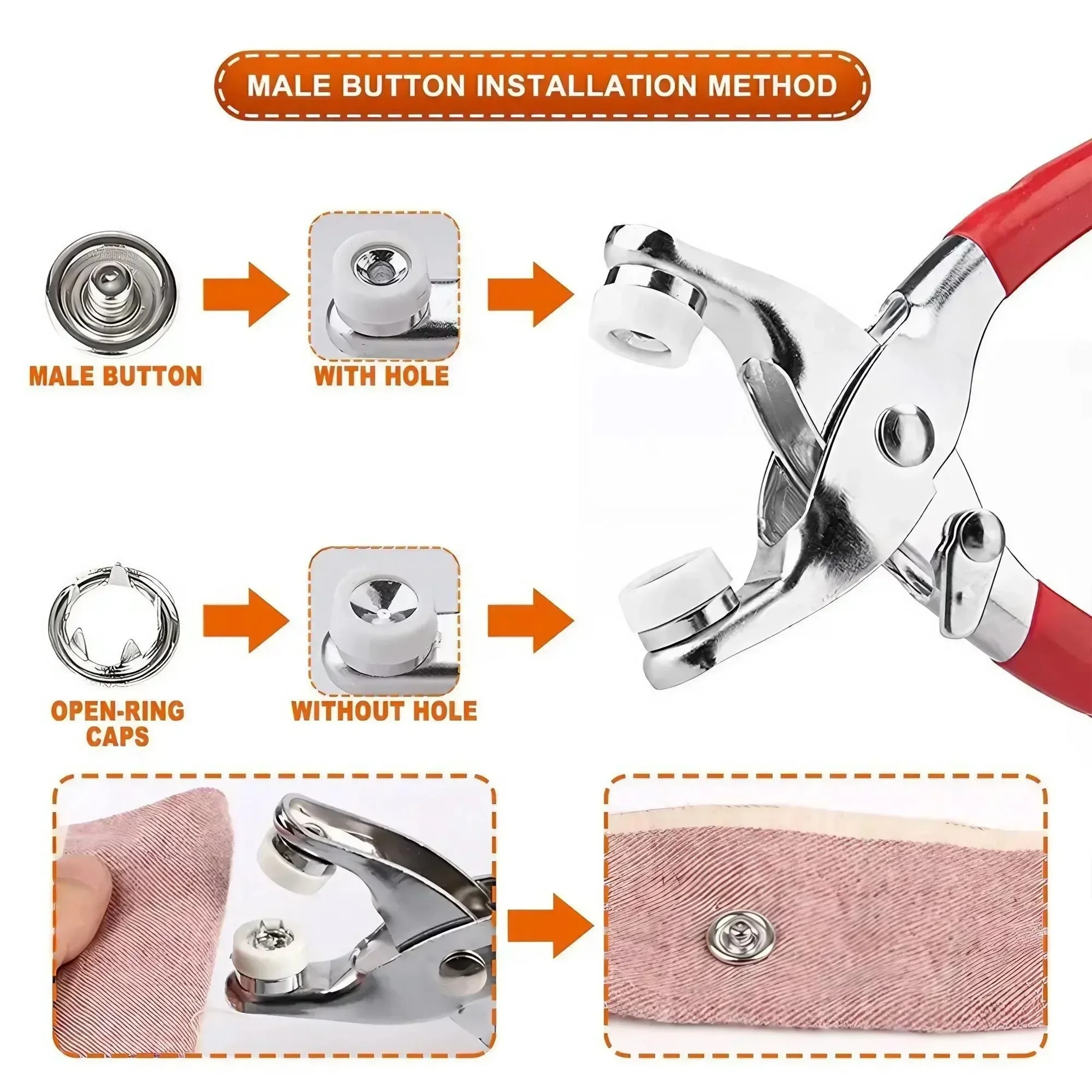 1 Set 201 Pcs Hand Pressed No  - Snap Fastener Set 评论和价格