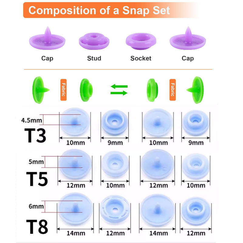 Snap Button Kit with Snaps Pli - Snap Fastener Set 评论和价格
